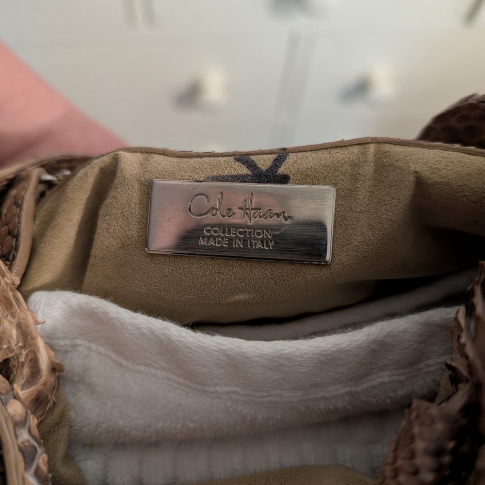 Cole Haan Brown Python Print Shoulder Bag